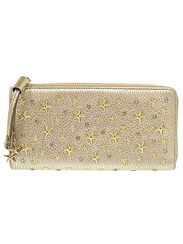 Jimmy Choo Jimmy Choo Star Studded Leather Champagne Gold Long Wallet 0926 (view 1)