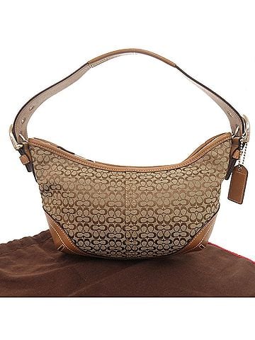 Coach Coach Mini Signature 6351 Canvas Leather Brown One-Shoulder Hobo Shoulder Bag (0693COACH) (view 2)