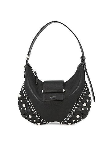 Jimmy Choo Jimmy Choo Bar Hobo Small Leather Faux Pearl Handbag BARHOBOSQXB JIMMY CHOO Black for Women (view 1)