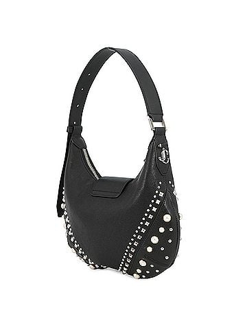 Jimmy Choo Jimmy Choo Bar Hobo Small Leather Faux Pearl Handbag BARHOBOSQXB JIMMY CHOO Black for Women (view 2)