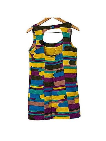 Tibi New York Silk Linen Abstract Geometric Mod Back Cutout Mini Dress Cocktail Dress (view 2)
