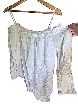 Side Stitch Raw Hem 3/4 Sleeve Blouse (view 2)