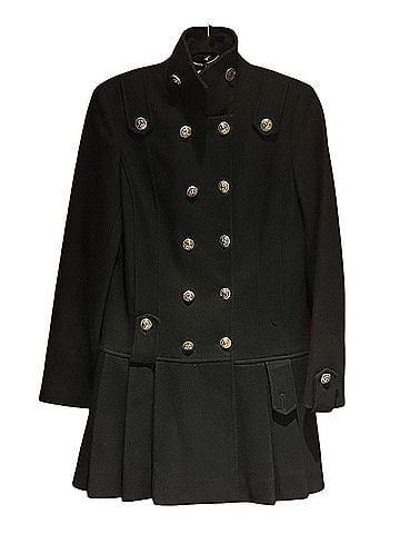 Guess Black Double-Breasted Coat with Gold Buttons Wool Coat (view 1)