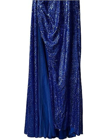 Camilla Royal Blue Sequin Corset Gown w/ Bustle Cocktail Dress (view 2)