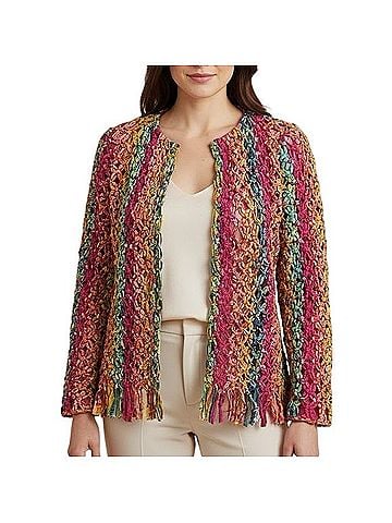 Sandy Starkman Vintage Art To Wear Woven Knotted Rainbow Ribbon Fringe Jacket Jacket (view 1)
