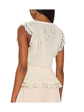 Paige Cream Knit Peplum Tank with Crochet Trim Top (view 2)