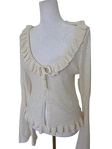 Anthropologie LyreBird Pointelle Flyaway Knit Top Cardigan (view 2)