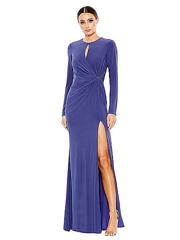 Mac Duggal Ieena Keyhole Draped Long Sleeve Gown Cocktail Dress (view 1)