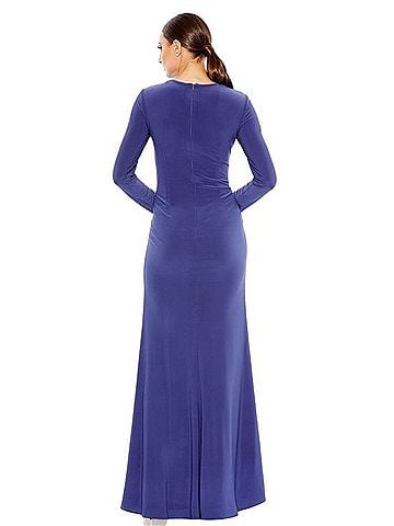 Mac Duggal Ieena Keyhole Draped Long Sleeve Gown Cocktail Dress (view 2)