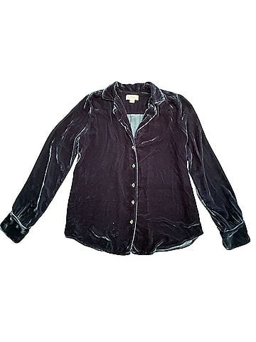Velvet Long Sleeve Button-Down Shirt (view 1)
