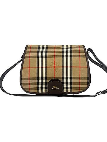 Burberry Burberrys Vintage Nova Check Pattern Canvas Leather Shoulder Bag/Pouch Brown 73376 (view 1)