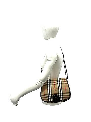 Burberry Burberrys Vintage Nova Check Pattern Canvas Leather Shoulder Bag/Pouch Brown 73376 (view 2)