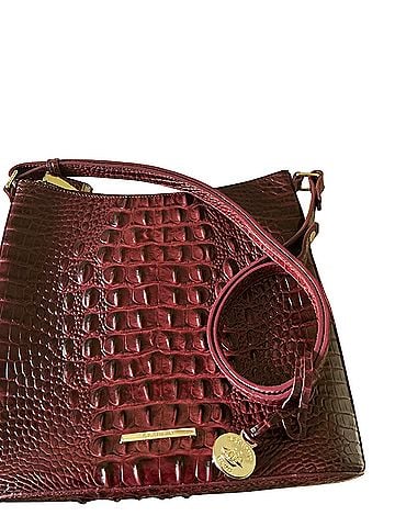 Brahmin zippered back wall pocket &amp; slip pocket adj strap Leather Crossbody Bag (view 1)