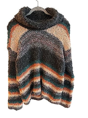 Moth Multicolor Striped Cowlneck Sweater Turtleneck Sweater (view 1)