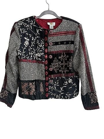 Sandy Starkman Open-Front Patchwork Blazer Blazer (view 2)