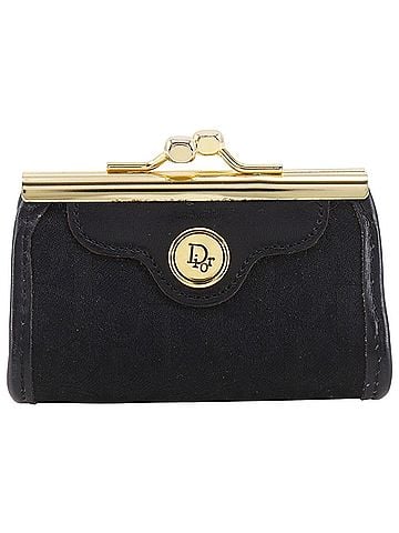Christian Dior Christian Dior Dior Trotter Coin Purse, Clasp Closure, Nylon Canvas, Black, Women's (view 1)