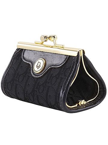 Christian Dior Christian Dior Dior Trotter Coin Purse, Clasp Closure, Nylon Canvas, Black, Women's (view 2)