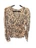 Free People 100% Polyester Animal Print Multi Color Long Sleeve Blouse Size M - photo 1