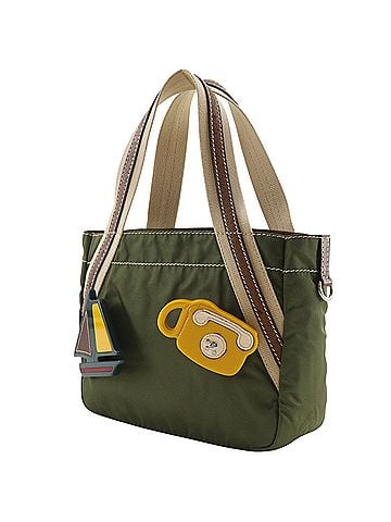 Prada Prada Mini Tote Handbag with Brooch, Nylon, Khaki, Women's (view 2)