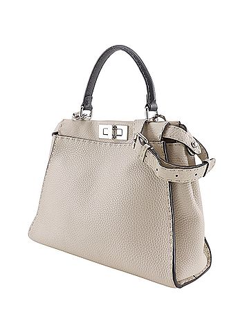 Fendi Fendi Peekaboo Selleria Medium Handbag, 2-Way Shoulder Bag, Bicolor, Leather, Light Gray, 8BN290, 2-Way, A5, Turn-Lock, Women's (view 2)