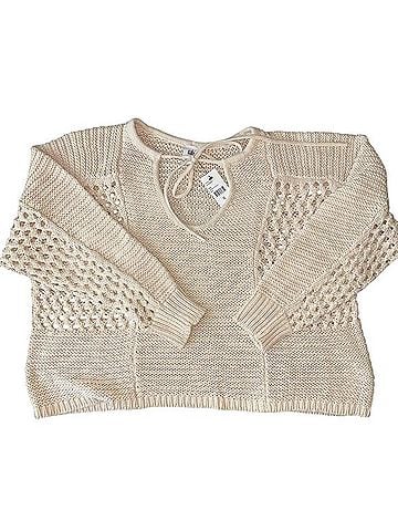 CAbi Beige V-Neck Open-Knit Sweater Pullover Sweater (view 1)