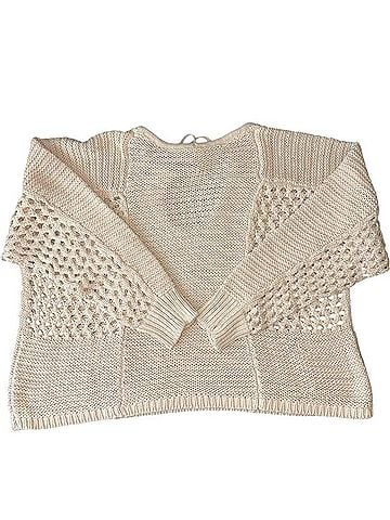 CAbi Beige V-Neck Open-Knit Sweater Pullover Sweater (view 2)