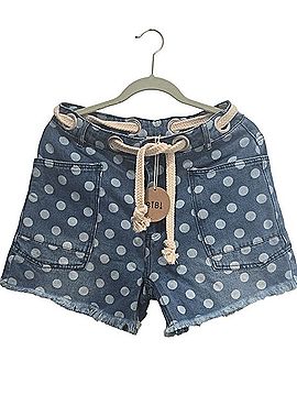 Bibi Polka Dot Rope-Waist Denim Shorts Denim Shorts (view 1)