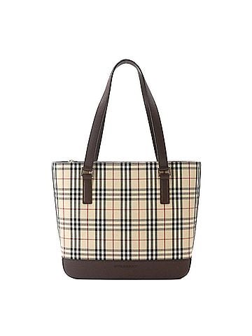 Burberry Burberry Nova Check Tote Handbag, Canvas and Leather, Beige/Brown, Silver Hardware. (view 1)