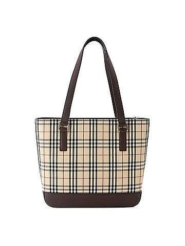 Burberry Burberry Nova Check Tote Handbag, Canvas and Leather, Beige/Brown, Silver Hardware. (view 2)