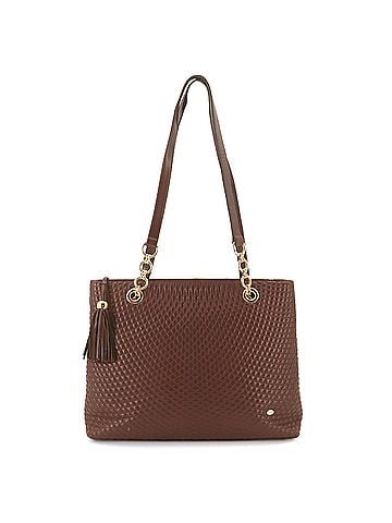 Bally Bally Chain Tote Handbag, Leather, Brown, Gold Hardware. (view 1)