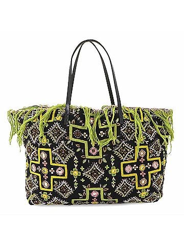 Fendi Fendi Beads Embroidered Tote Handbag, Canvas and Leather, Multicolor, Silver Hardware (view 1)