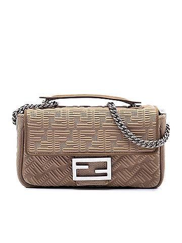 Fendi Zucca Embossed Technical Fabric Chain Midi Baguette (view 1)
