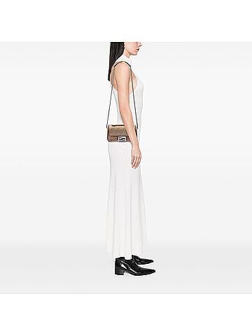 Fendi Zucca Embossed Technical Fabric Chain Midi Baguette (view 2)