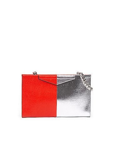 Fendi Bicolor Metallic Leather Grande Clutch with Chain (view 1)