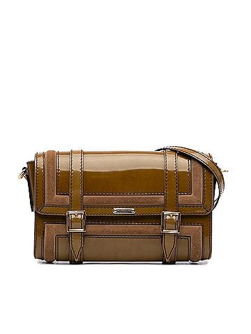 Burberry Patent and Suede Trimmed Bridle Crossbody (view 1)