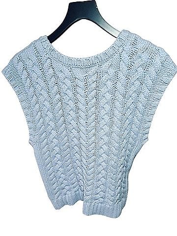 Talbots Pale Blue Cable-Knit Sleeveless Vest Visor (view 2)