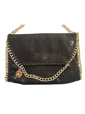 Quince Black Flap Gold Chain Crossbody Bag (view 2)