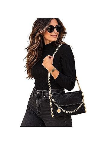 Quince Black Flap Gold Chain Crossbody Bag (view 1)
