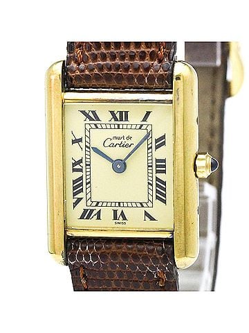 Cartier CARTIER Must Tank Gold Plated Leather Quartz Ladies Watch 366001 (view 1)