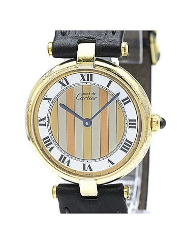 Cartier CARTIER Must Vendome Gold Plated Leather Quartz Unisex Watch 590003 (view 1)
