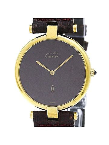 Cartier CARTIER Must Vendome Gold Plated Leather Quartz Unisex Watch 590003 (view 1)