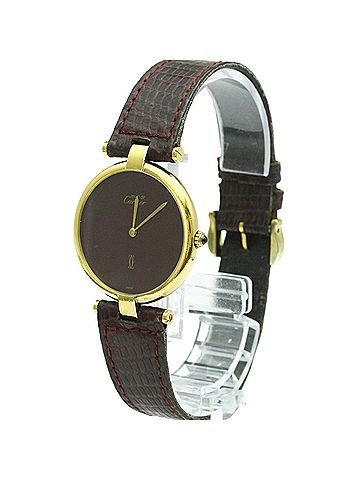 Cartier CARTIER Must Vendome Gold Plated Leather Quartz Unisex Watch 590003 (view 2)