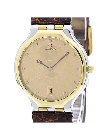 Omega OMEGA De Ville Symbol K18 Gold Steel Leather Quartz Watch 396.1016 (view 1)