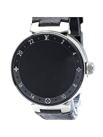 Louis Vuitton LOUIS VUITTON Tambour Horizon Steel Leather Quartz Mens Watch QA050 Polished (view 1)