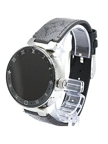 Louis Vuitton LOUIS VUITTON Tambour Horizon Steel Leather Quartz Mens Watch QA050 Polished (view 2)