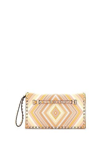 Valentino Garavani 1973 Rockstud Flap Clutch Striped Leather (view 1)
