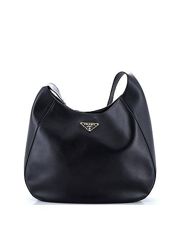 Prada Triangle Logo Curved Hobo City Calf Large (view 1)