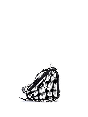 Prada Triangle Double Pouch Crossbody Crystal Embellished Satin Mini (view 1)