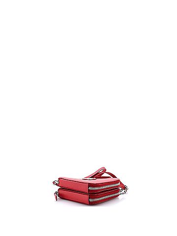 Prada Triangle Double Zip Pouch Bag with Chain Saffiano Leather Mini (view 2)