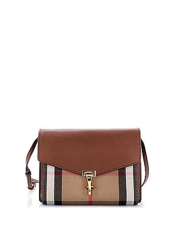 Burberry Macken Crossbody Bag Leather and House Check Canvas Small (view 1)